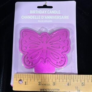 NEW Sealed Butterfly Birthday Candle - Glitter Pink